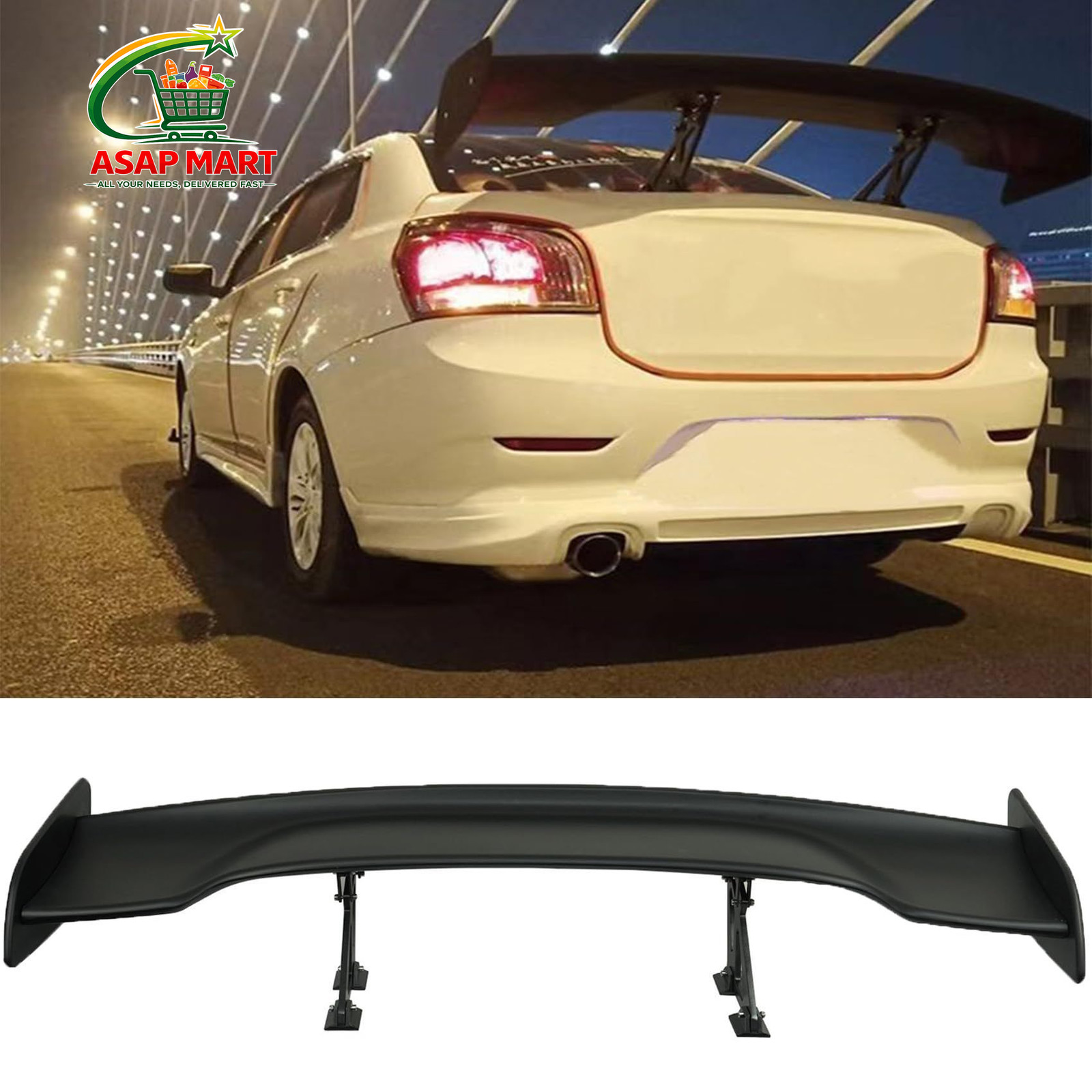 YESBETTER 57 Inch Universal Rear Trunk Spoiler Wing GT 57 Inch, Matt Black YESBETTER 57 Inch Universal Rear Trunk Spoiler Wing GT 57 Inch, Matt Black