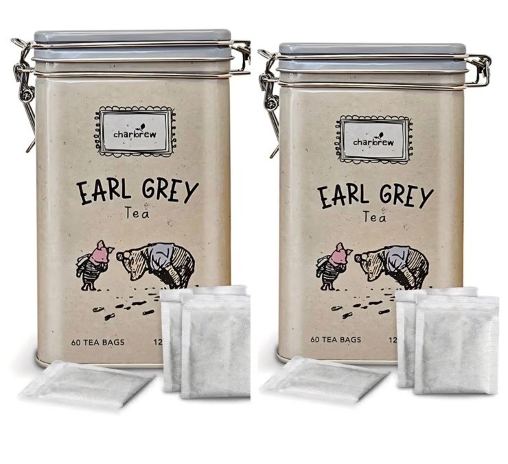 Lot Of 2 New Charbrew Winnie The Pooh Earl Grey Tea 60 Bags Each Collectible Tin Lot Of 2 New Charbrew Winnie The Pooh Earl Grey Tea 60 Bags Each Collectible Tin