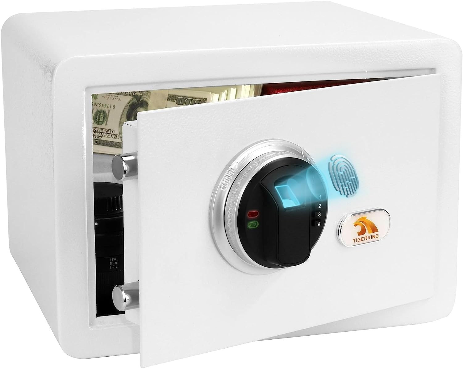 Biometric Home Safe with Fingerprint Access & Electronic Lock – White