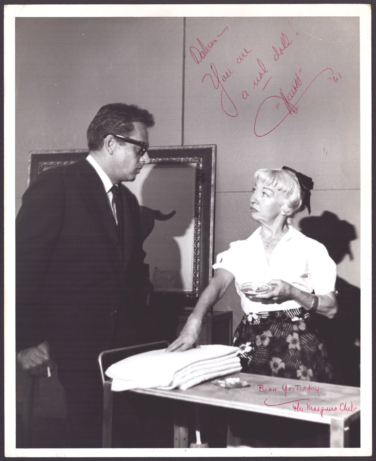 Robert Lowery Signed Photo to Dolores Albin Born Yesterday Masquers Club 1963