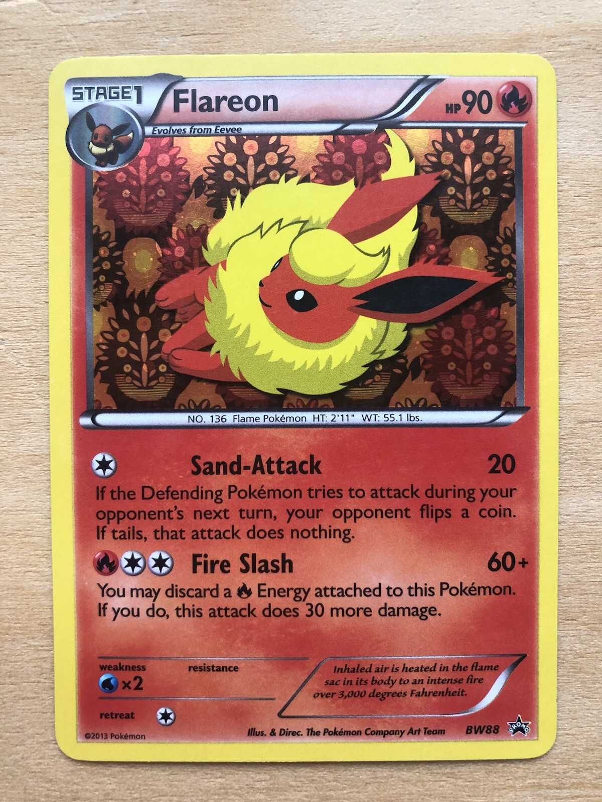 Pokemon TCG Flareon BW88 Promo Black & White Holofoil 2013 Pokemon TCG Flareon BW88 Promo Black & White Holofoil 2013