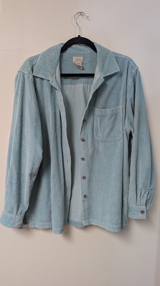 LL Bean Womens Corduroy Shirt Button Up Size Large Regular Blue Cotton LL Bean Womens Corduroy Shirt Button Up Size Large Regular Blue Cotton