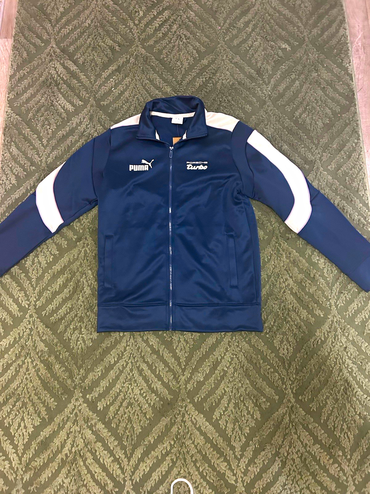 PUMA x Porsche Colorblock Full-Zip Track Jacket Pockets Blue/White Men M PUMA x Porsche Colorblock Full-Zip Track Jacket Pockets Blue/White Men M