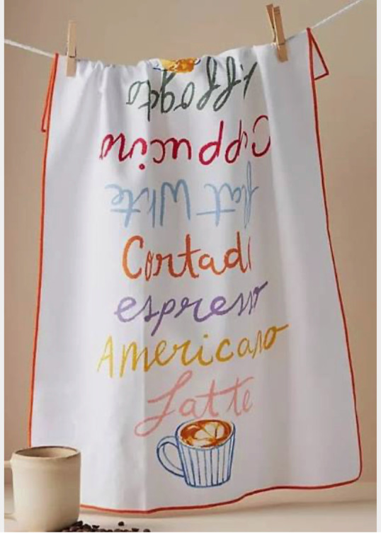 New Anthropologie Coffee All Day Espresso Latte Cappuccino Dish Towel New Anthropologie Coffee All Day Espresso Latte Cappuccino Dish Towel