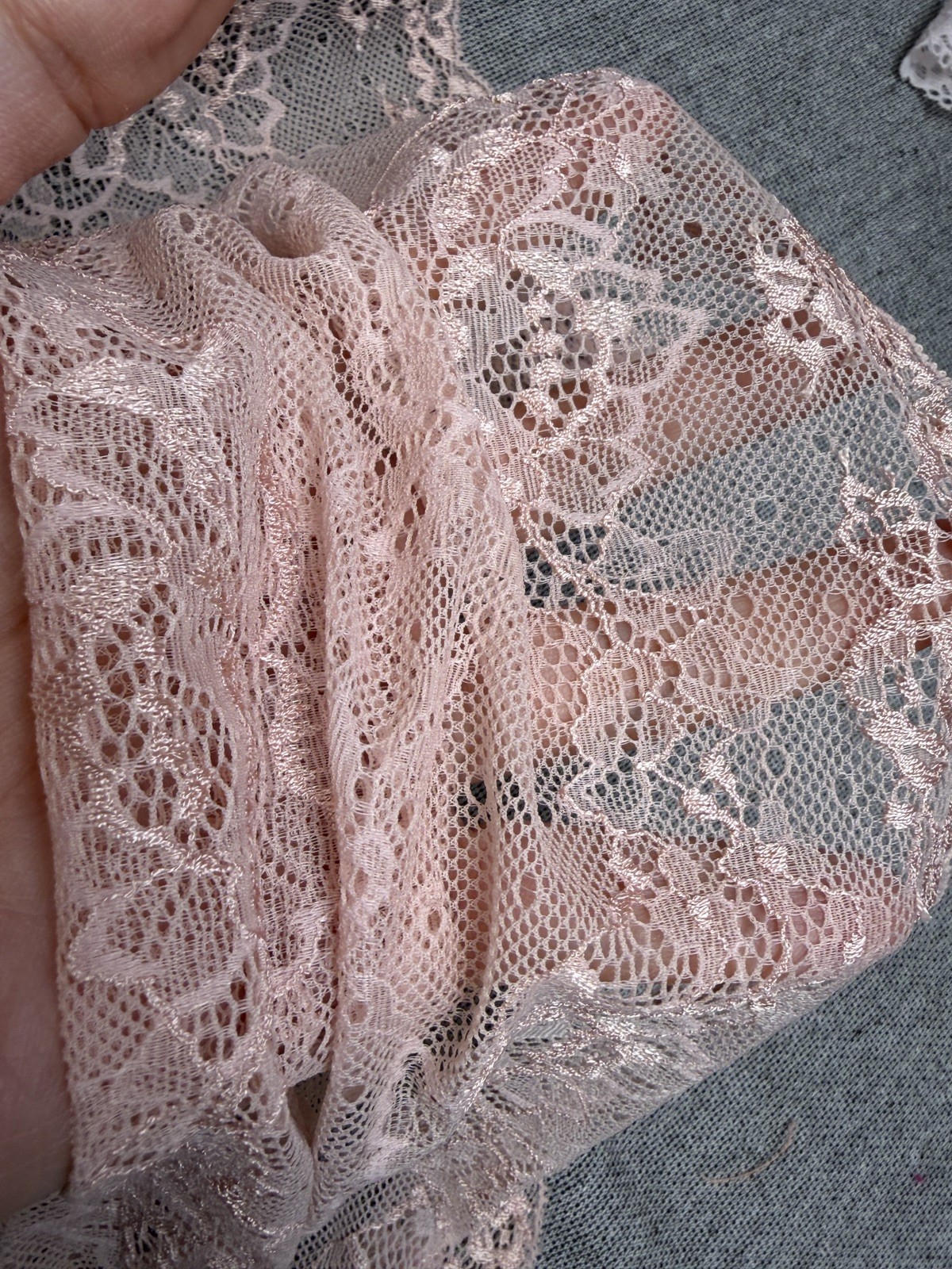 2 Yards Champagne Floral Lace Trim Slight Stretch Sewing 9” Wide