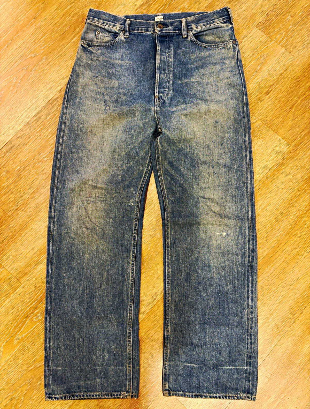 Chimala Blue Light Wash Repaired High Rise Selvedge Denim Japan Jeans Fit 32x30