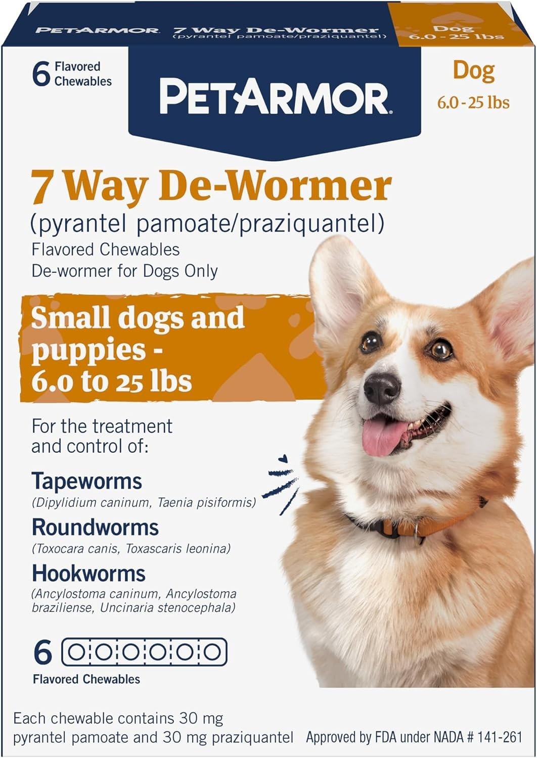 PetArmor 7 Way De-Wormer for Dogs, Oral Treatment for Tapeworm, Roundworm & Hook