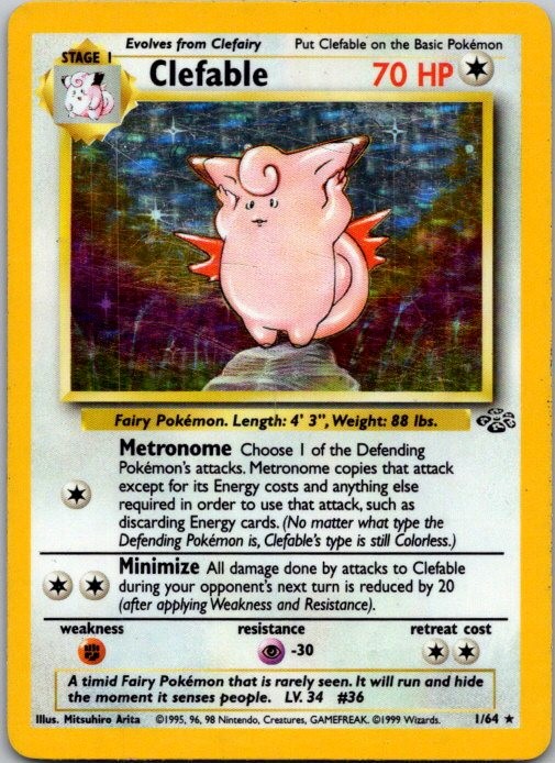 Clefable (1) Unlimited Holo Rare Jungle 01/64 LP