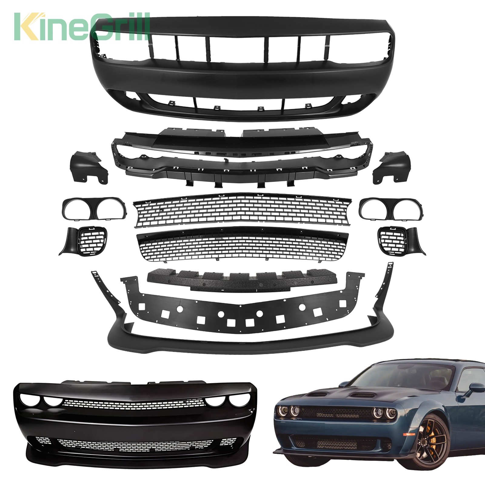 For 2008-2014 Dodge Challenger Hellcat Style SRT Front Bumper Cover Grille Lip