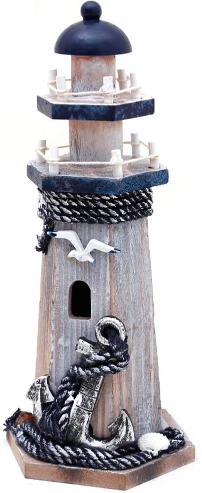 Wooden Lighthouse Decor, 10.25Inch Decorative Nautical Lighthouse Rustic Ocean S Wooden Lighthouse Decor, 10.25Inch Decorative Nautical Lighthouse Rustic Ocean S