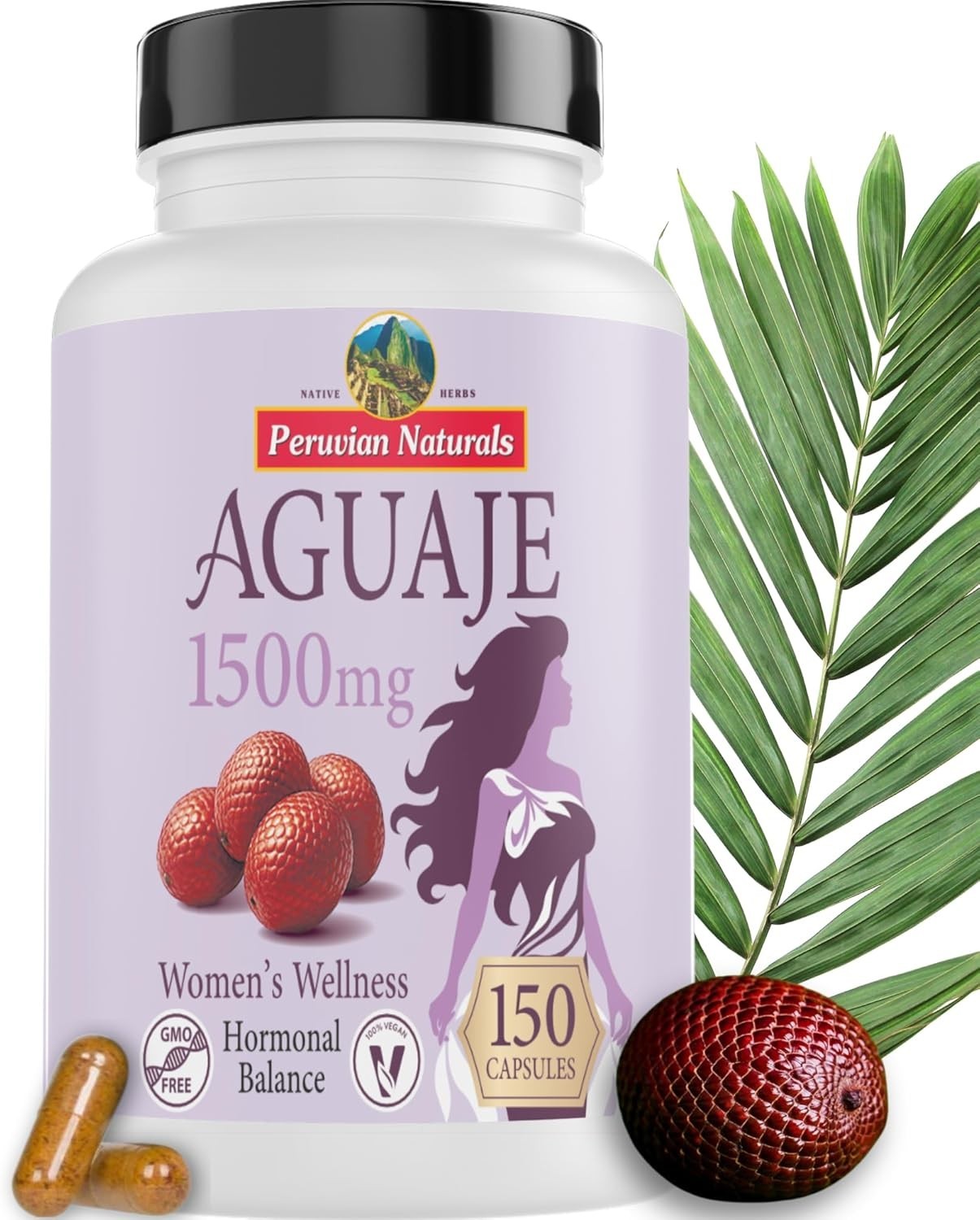 Peruvian Aguaje Capsules for Women 150 Vegan Pills - Natural Curves Supplement Peruvian Aguaje Capsules for Women 150 Vegan Pills - Natural Curves Supplement