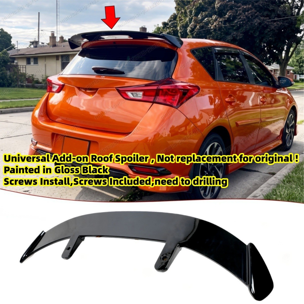 Gloss Black Universal Rear Roof Spoiler For Scion iM 2016 GT-Style Window Wing