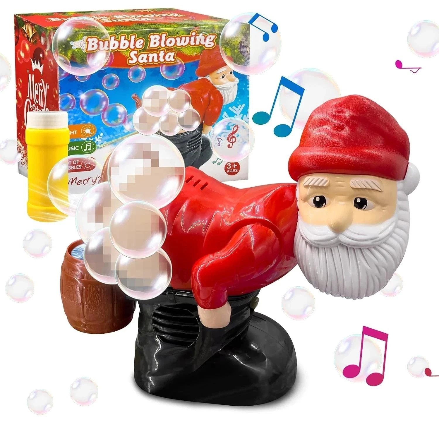 Santa Claus Christmas Bubble Machine Toy with Music & Lights Funny Xmas Gift