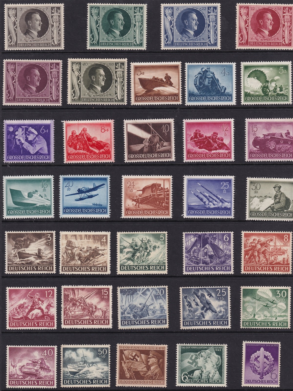 Lot-R Authentic Historical Stamps Germany WWII 3rd Reich Collection MNG