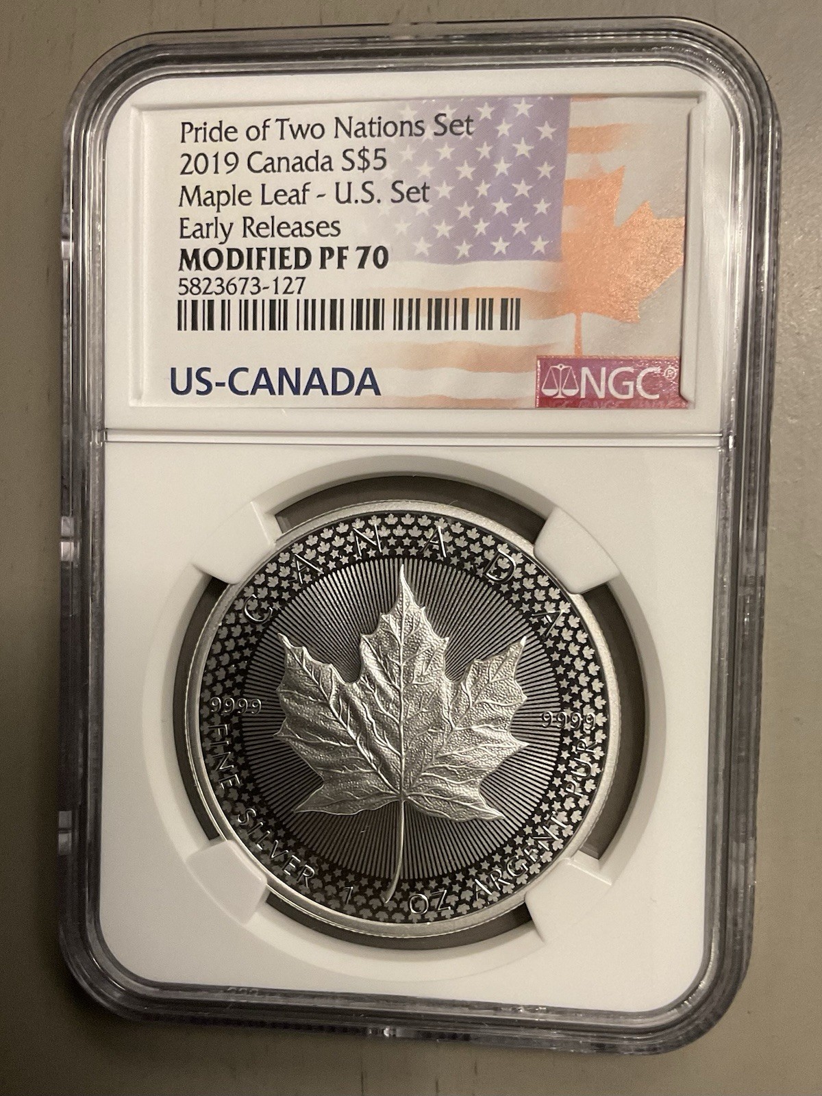 2019 Canada $5 Pride of Two Nations Maple Leaf  Early Releases Modified PF70 NGC