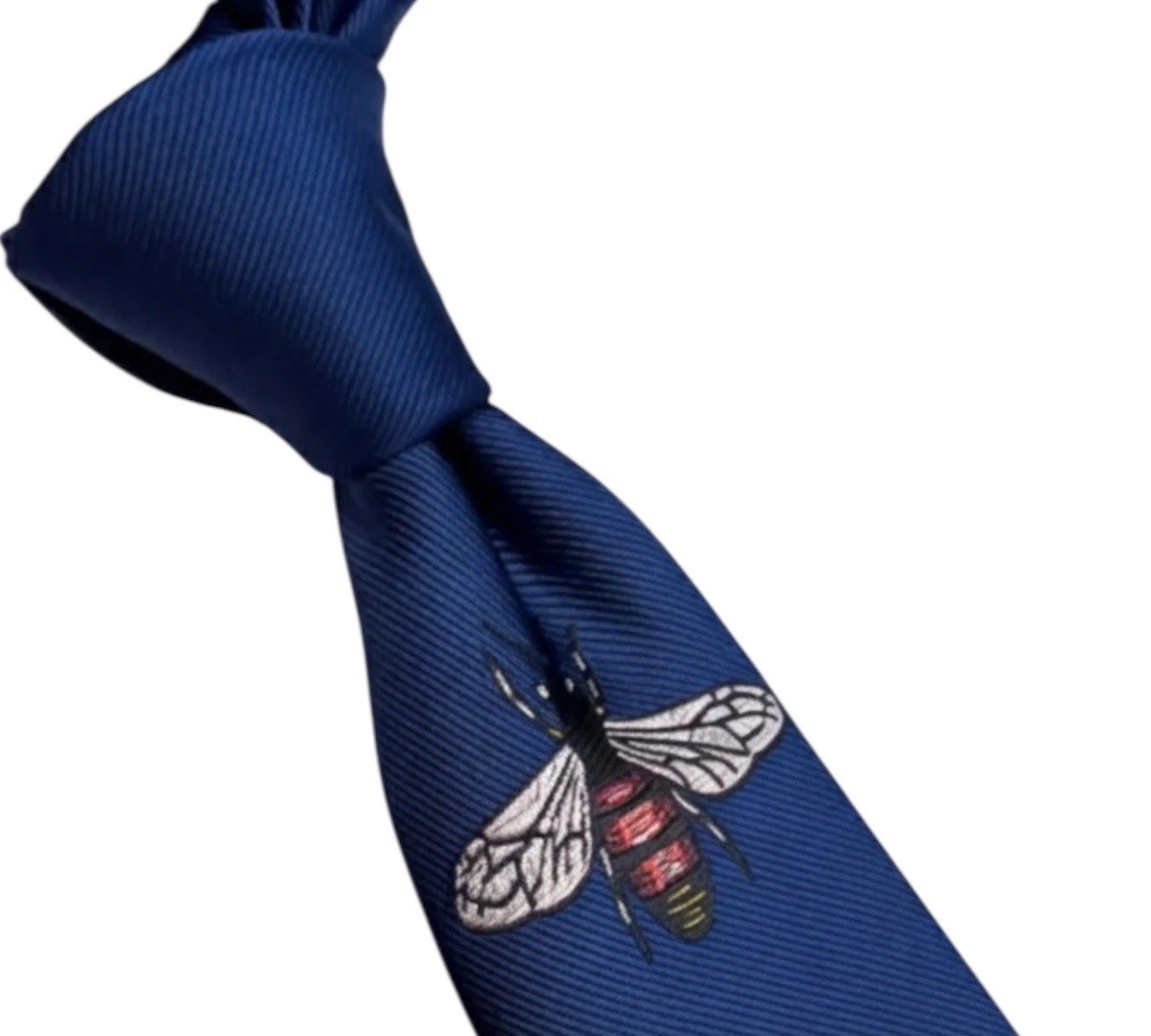 Authentic Gucci Blue Silk Tie - Iconic Giant Bee Motif - Made in Italy - Mint