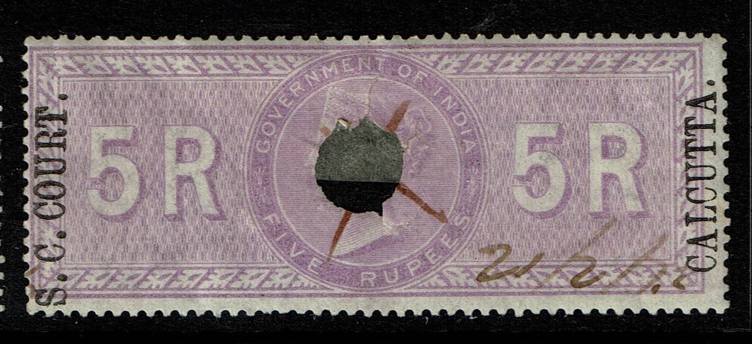 India 5R S.C. Court Calcutta, Used, BF# 60, Type C, see notes - S2040
