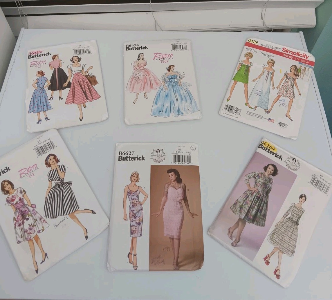 6 Retro Butterick Dress Sewing Patterns Simplicity 70\'s Sz 14 16 18 20 22 Gertie 6 Retro Butterick Dress Sewing Patterns Simplicity 70\'s Sz 14 16 18 20 22 Gertie
