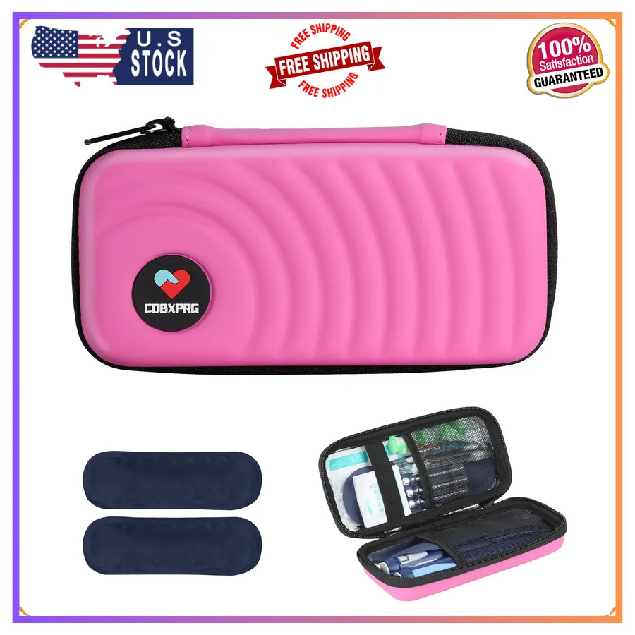 CDBXPRG Insulin Cooler Travel Case, 2 Ice Pack TSA Approved Pink CDBXPRG Insulin Cooler Travel Case, 2 Ice Pack TSA Approved Pink