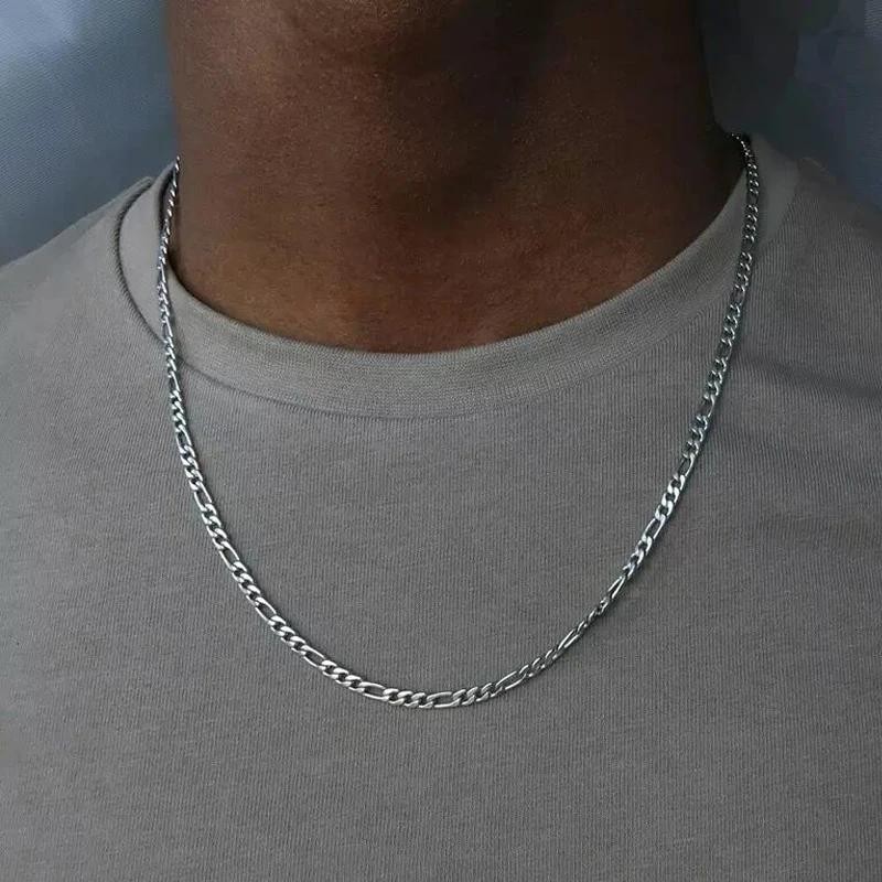 40-75cm 925 Silver 4mm Figaro Chain Necklace for Women Men Long Necklace Hip Hop