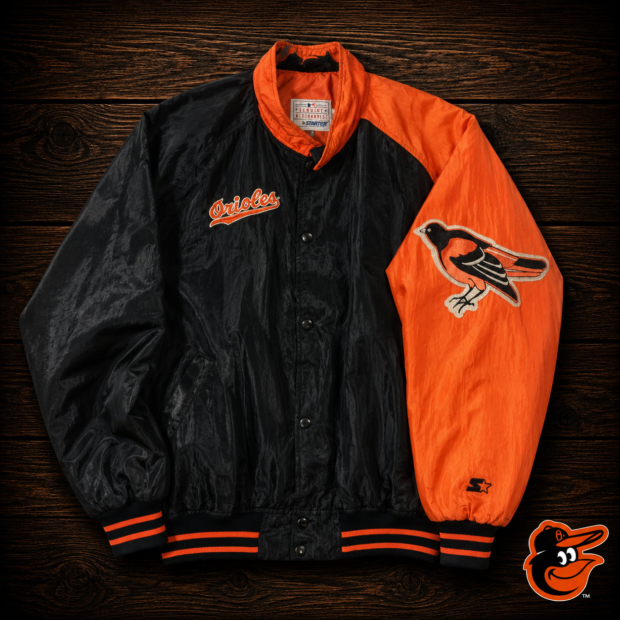 VTG Starter Diamond Collection Size L Black And Orange Orioles Button Jacket VTG Starter Diamond Collection Size L Black And Orange Orioles Button Jacket