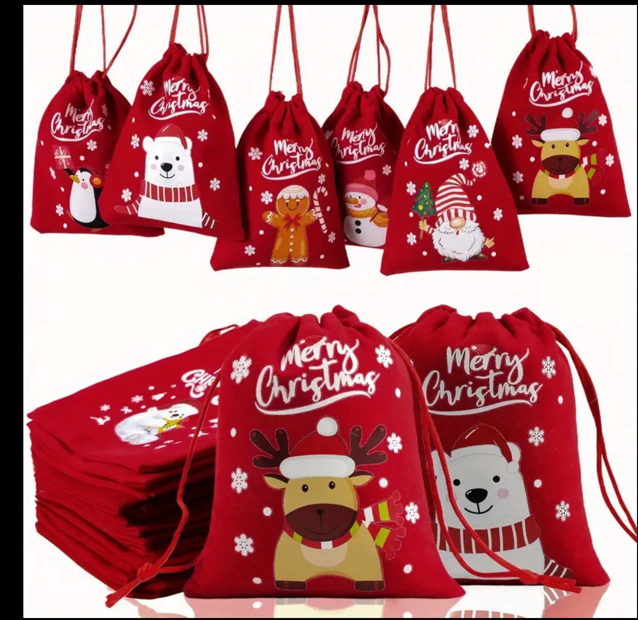 24 Pack Christmas Drawstring Gift Bags, 5x3.5\ 24 Pack Christmas Drawstring Gift Bags, 5x3.5\