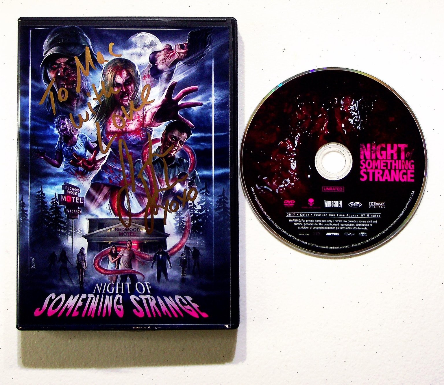 Night of Something Strange DVD 2017 Unrated Autographed Horror Film Night of Something Strange DVD 2017 Unrated Autographed Horror Film