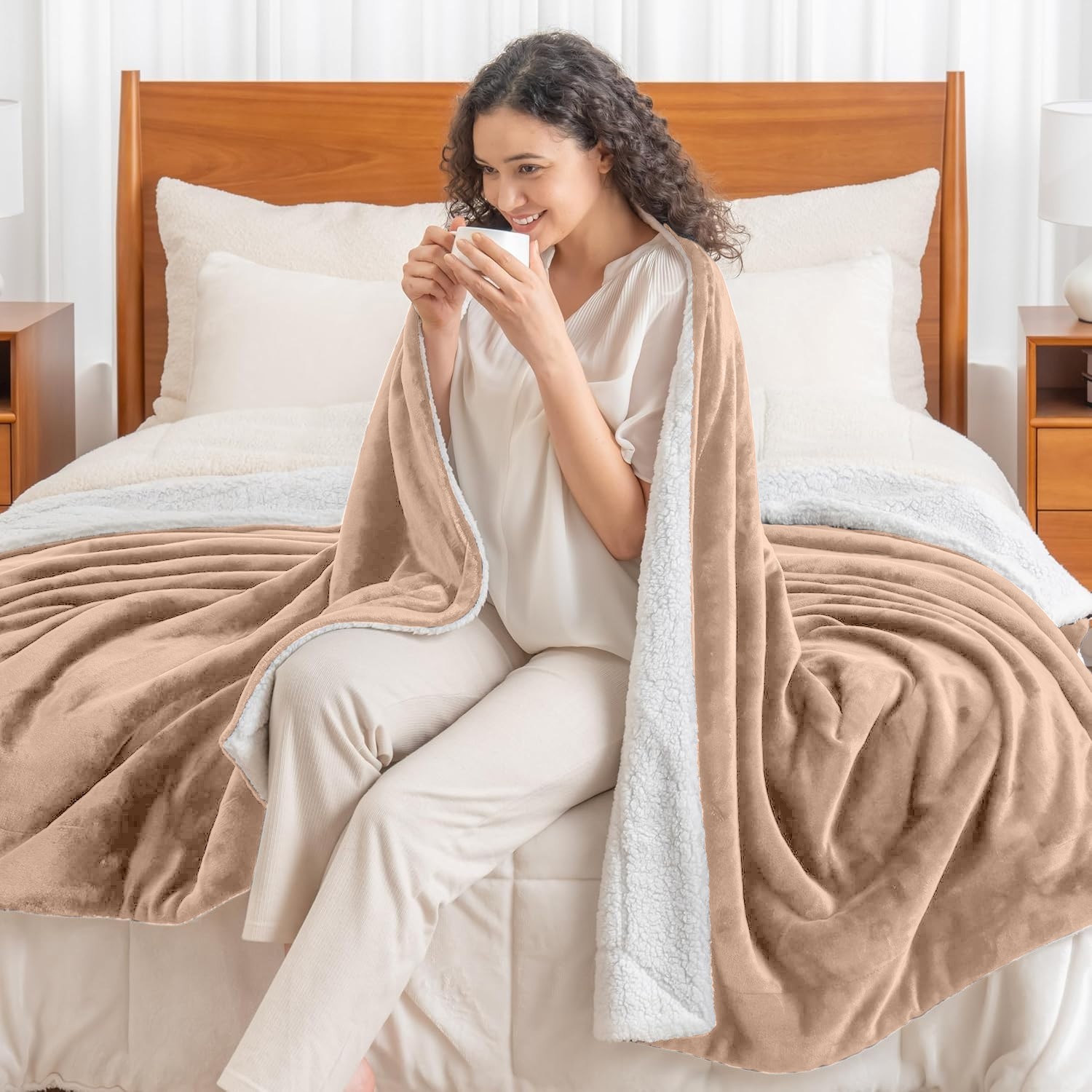 Warm Sherpa Fleece Blanket Ultra Soft Reversible Sofa Bed Couch Throw Twin Queen