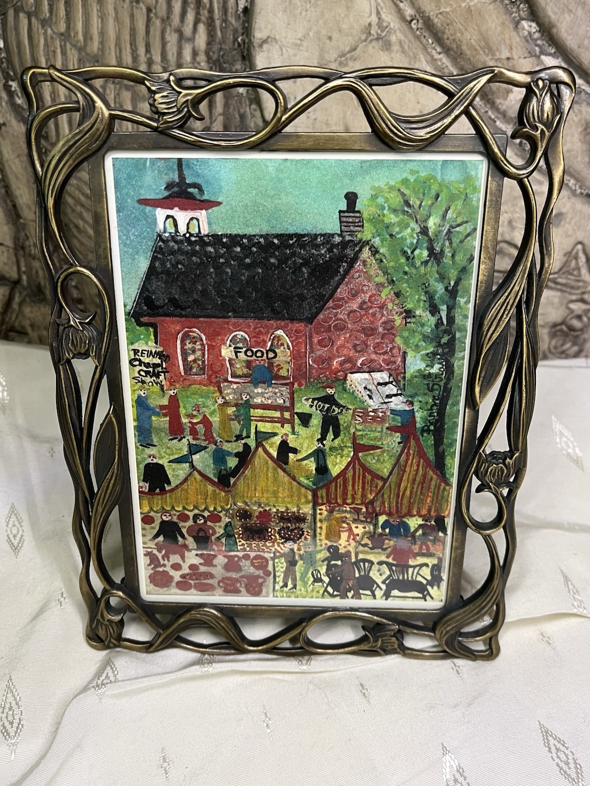 VINTAGE ORNATE BRONZE FLORAL PICTURE FRAME 5 X 7”