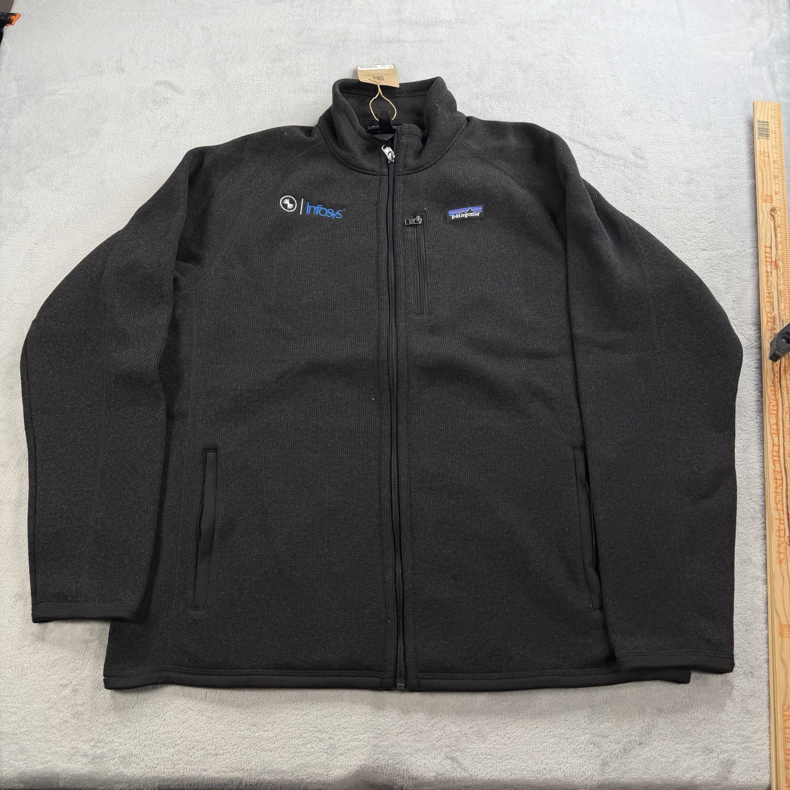 New Patagonia Better Sweater Jacket Mens L Black Fleece Logo Full Zip Outdoors