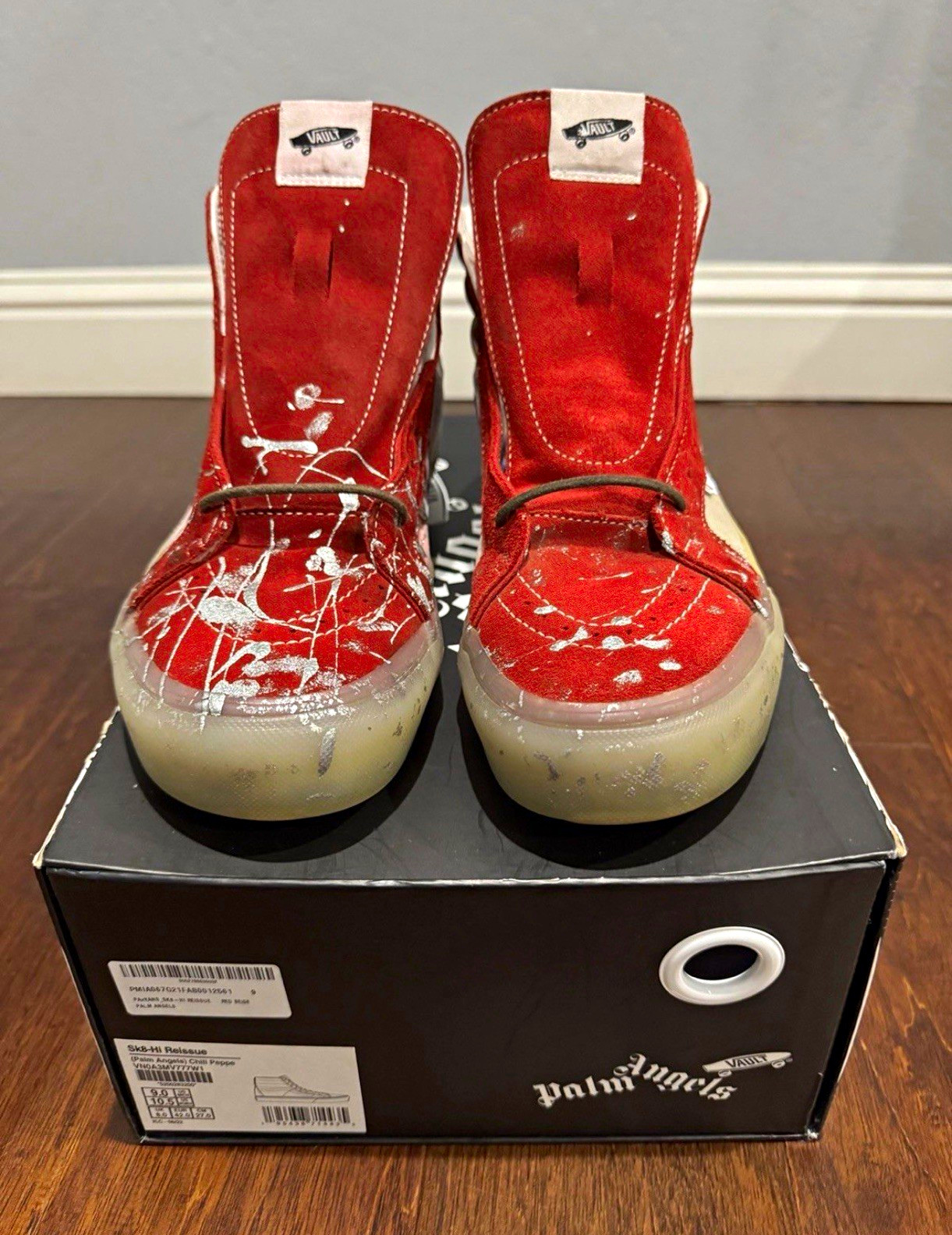 VANS Vault Palm Angels Sk8-Hi Reissue Red Skateboarding Shoes US 9 D VANS Vault Palm Angels Sk8-Hi Reissue Red Skateboarding Shoes US 9 D