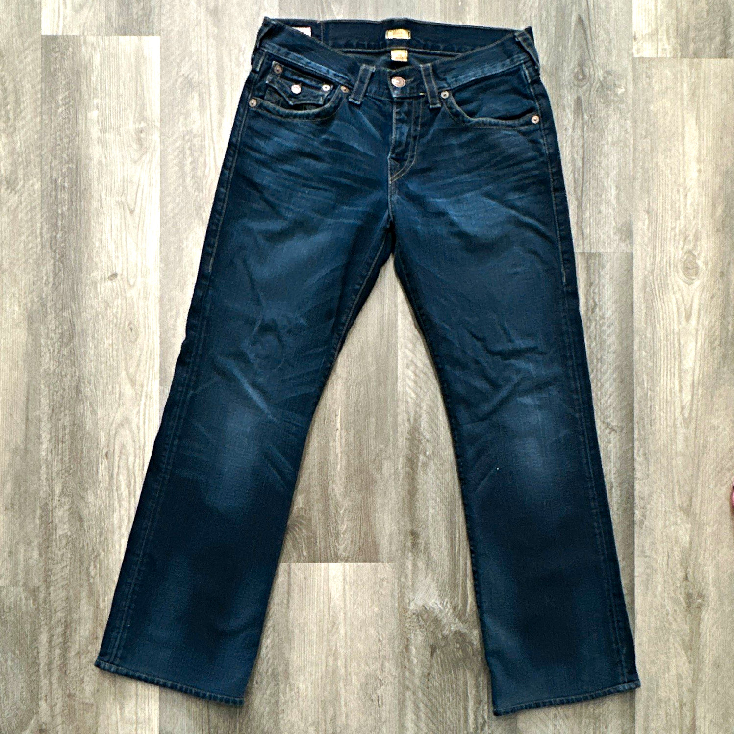 True Religion Men’s American made vintage Billy Bootcut Dark Wash Blue Denim