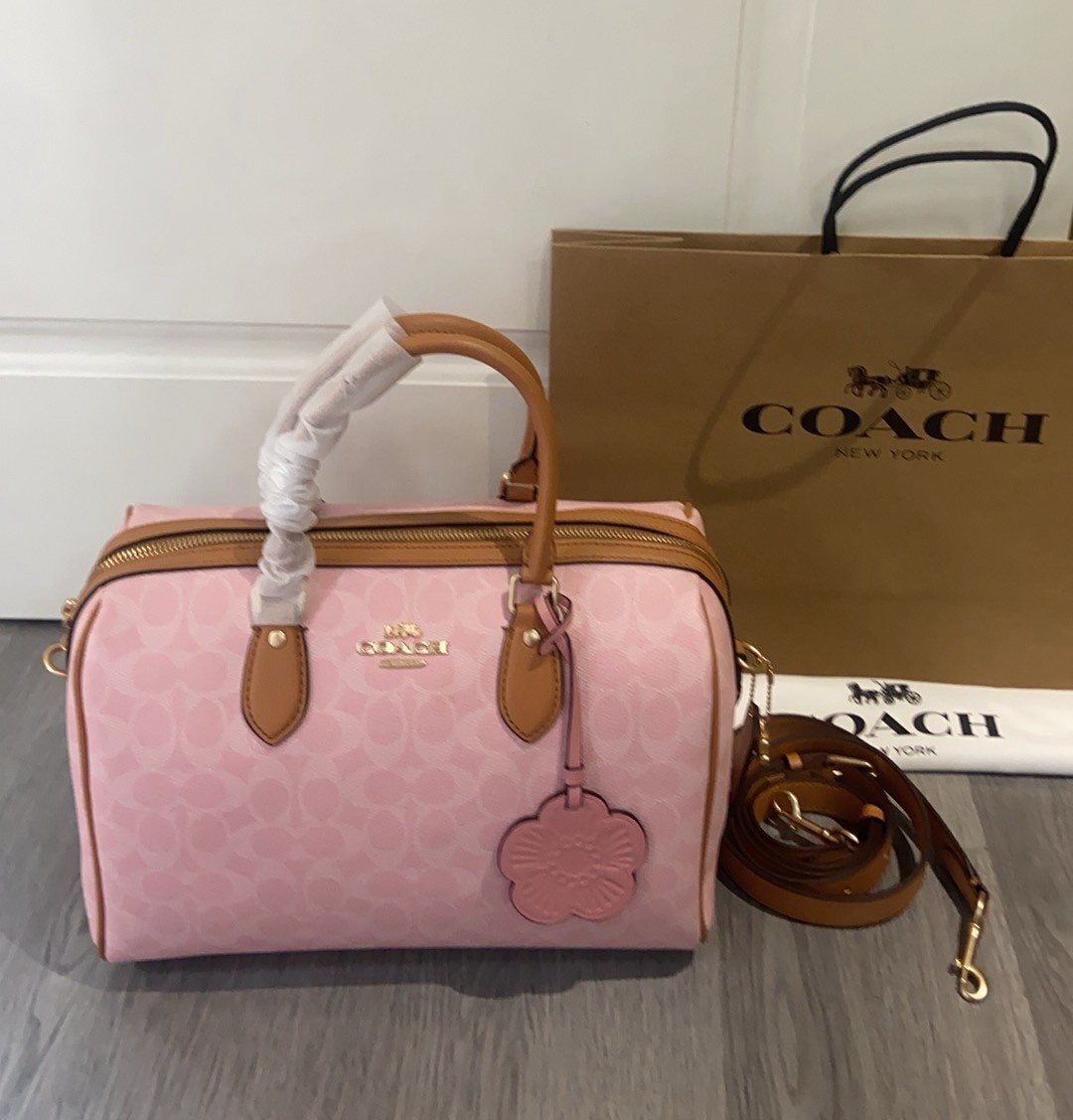 Rowan Large Satchel In Signature Canvas cea19-pink Rowan Large Satchel In Signature Canvas cea19-pink