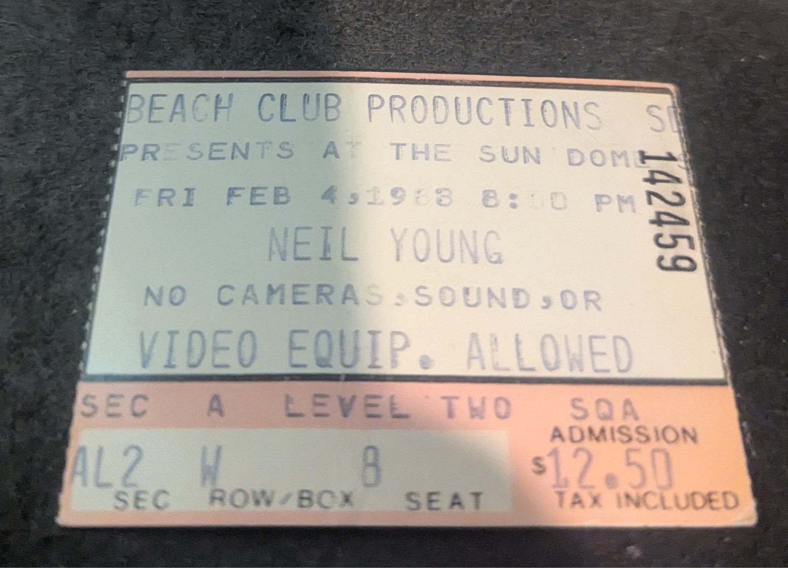 vintage neil young concert tickets 1983