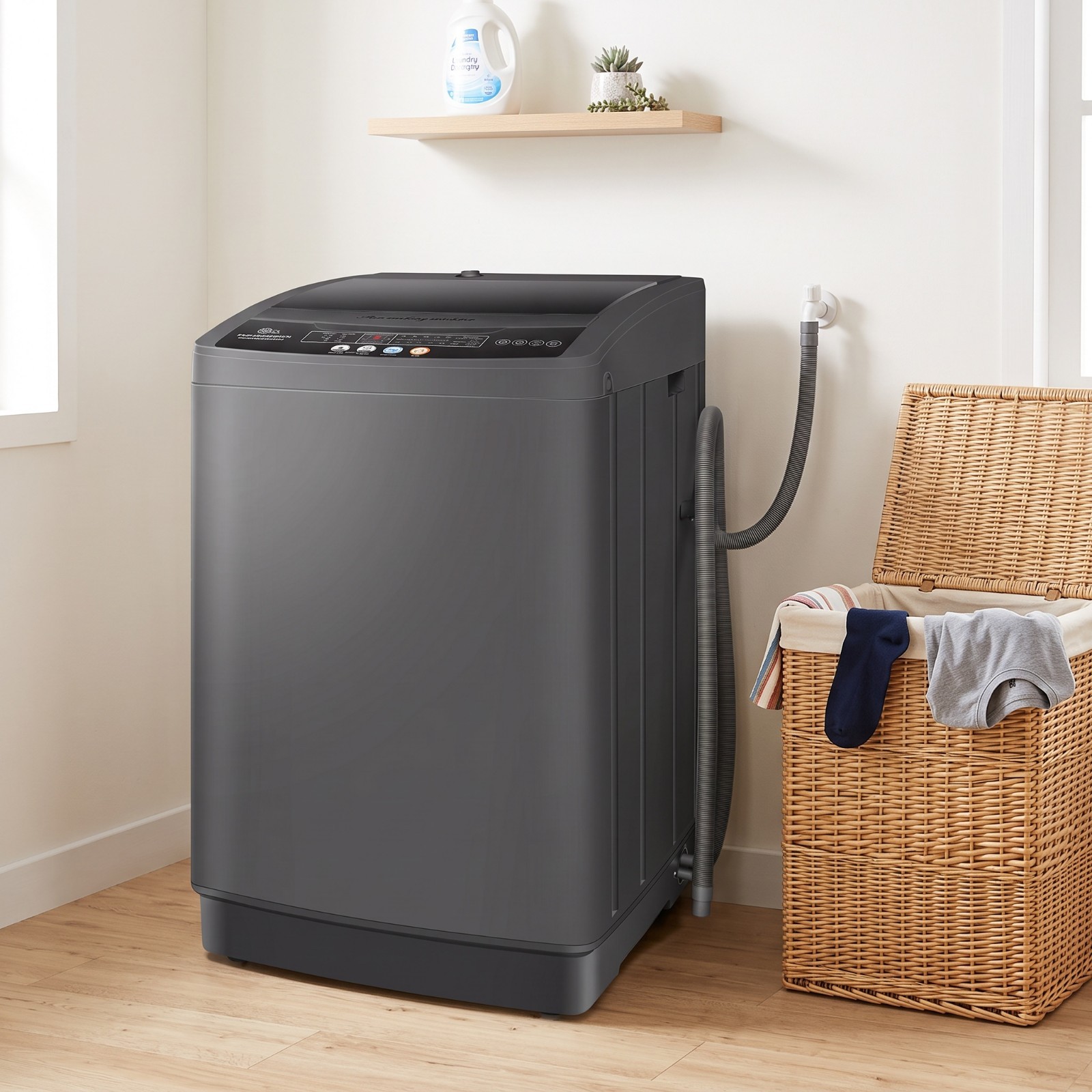 20Lbs Full-Automatic Washing Machine Portable Compact Laundry Washer w/Drain Pum