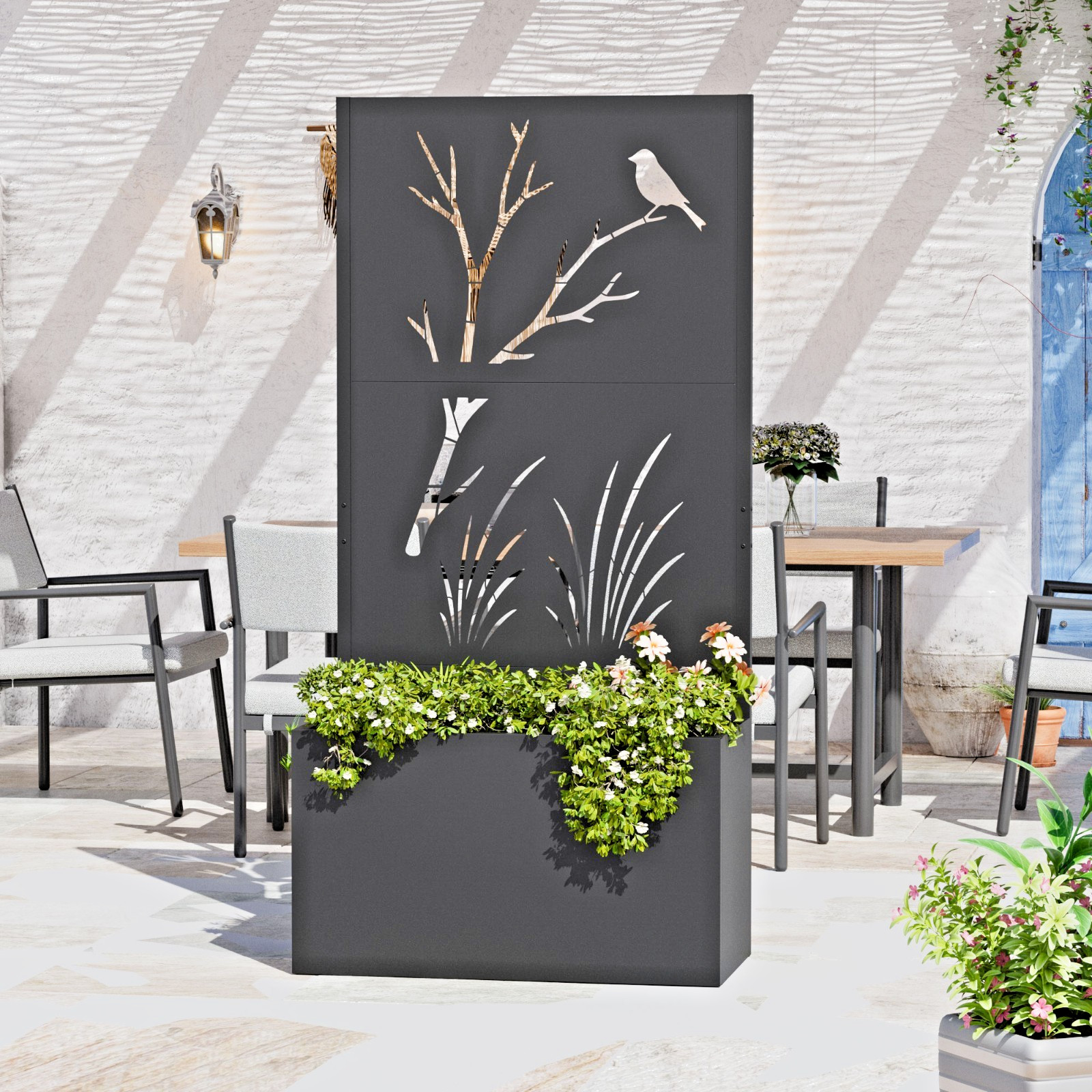 3x6 FT Large Raised Garden Bed, Multi Functional Privacy Screen with Planter Box