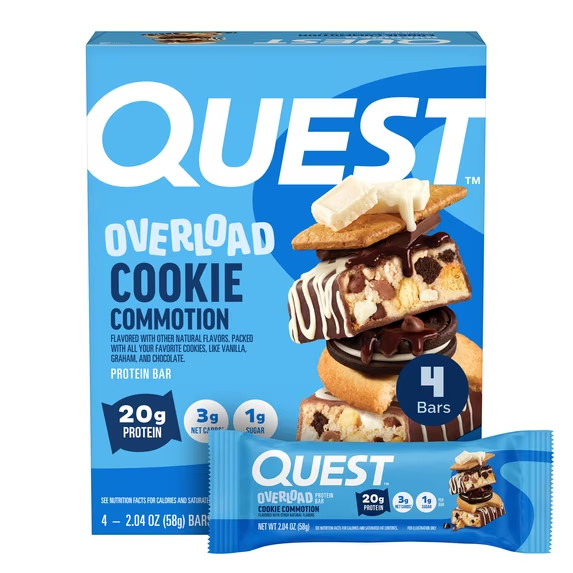 Quest Overload 20g Protein Bar Cookie Commotion Flavor High Protein Gluten Free