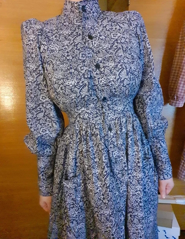 Vintage 1980s Laura Ashley Cotton Floral Midi Dress