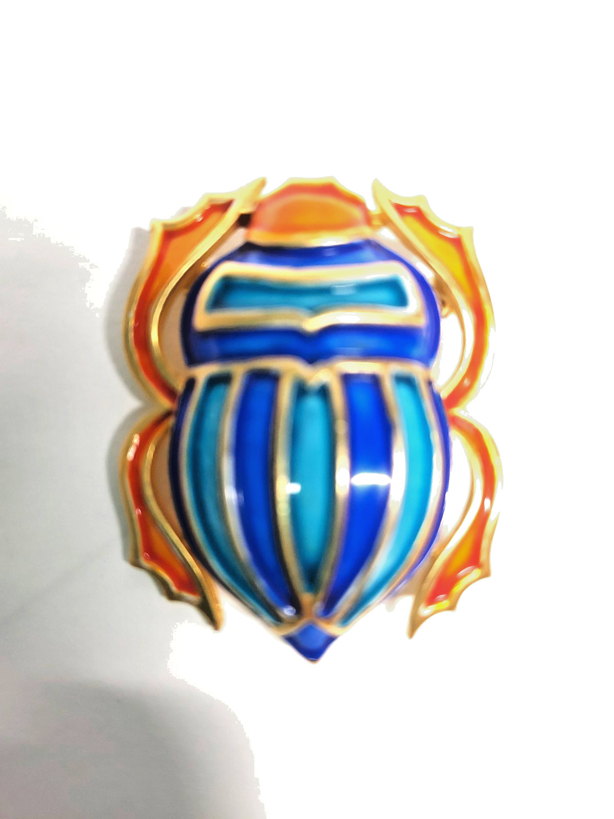RARE Vintage Crown TRIFARI Egyptian Revival Beetle Scarab Enameled Brooch 1.5