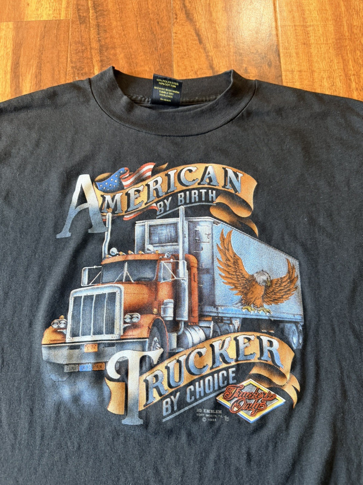 Vintage 1988 American By Birth Trucker By Choice 3D Emblem Truckers Only XL Vintage 1988 American By Birth Trucker By Choice 3D Emblem Truckers Only XL