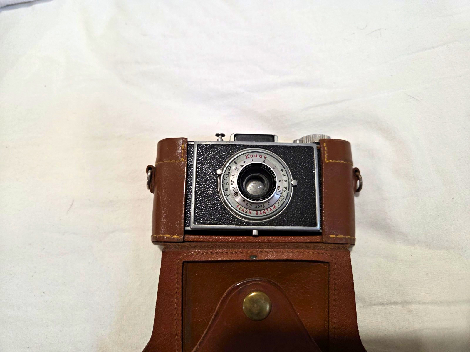 Vintage Kodak Flash Bantam 48mm Folding Camera with Original Kodak Field Case
