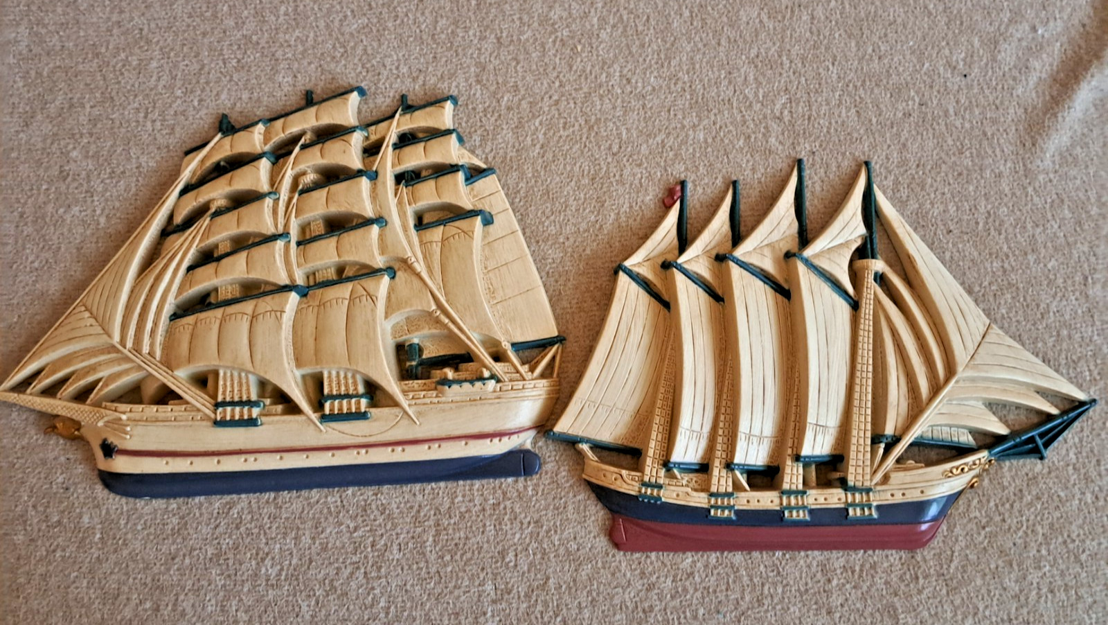 Vintage Burwood Homco Clipper Ship Wall Plaque Pair Nautical Decor 3331 Set of 2