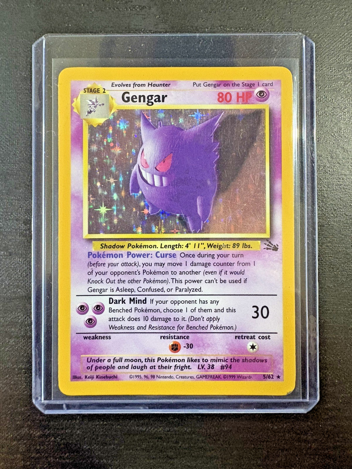 Pokémon TCG Gengar Fossil Holo Card 5/62 Unlimited Rare