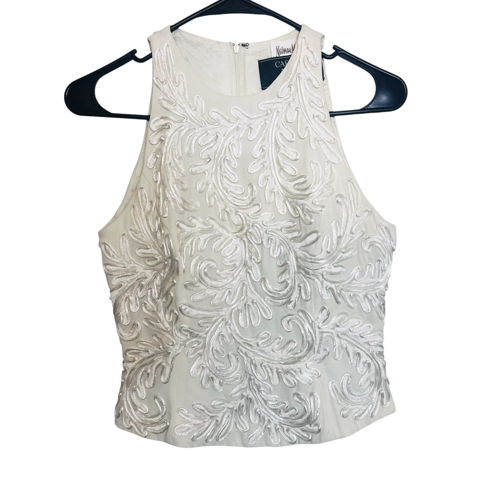 Vintage Cream White Fully Embroidered Newman Marcus Women Formal Blouse  Vintage Cream White Fully Embroidered Newman Marcus Women Formal Blouse 