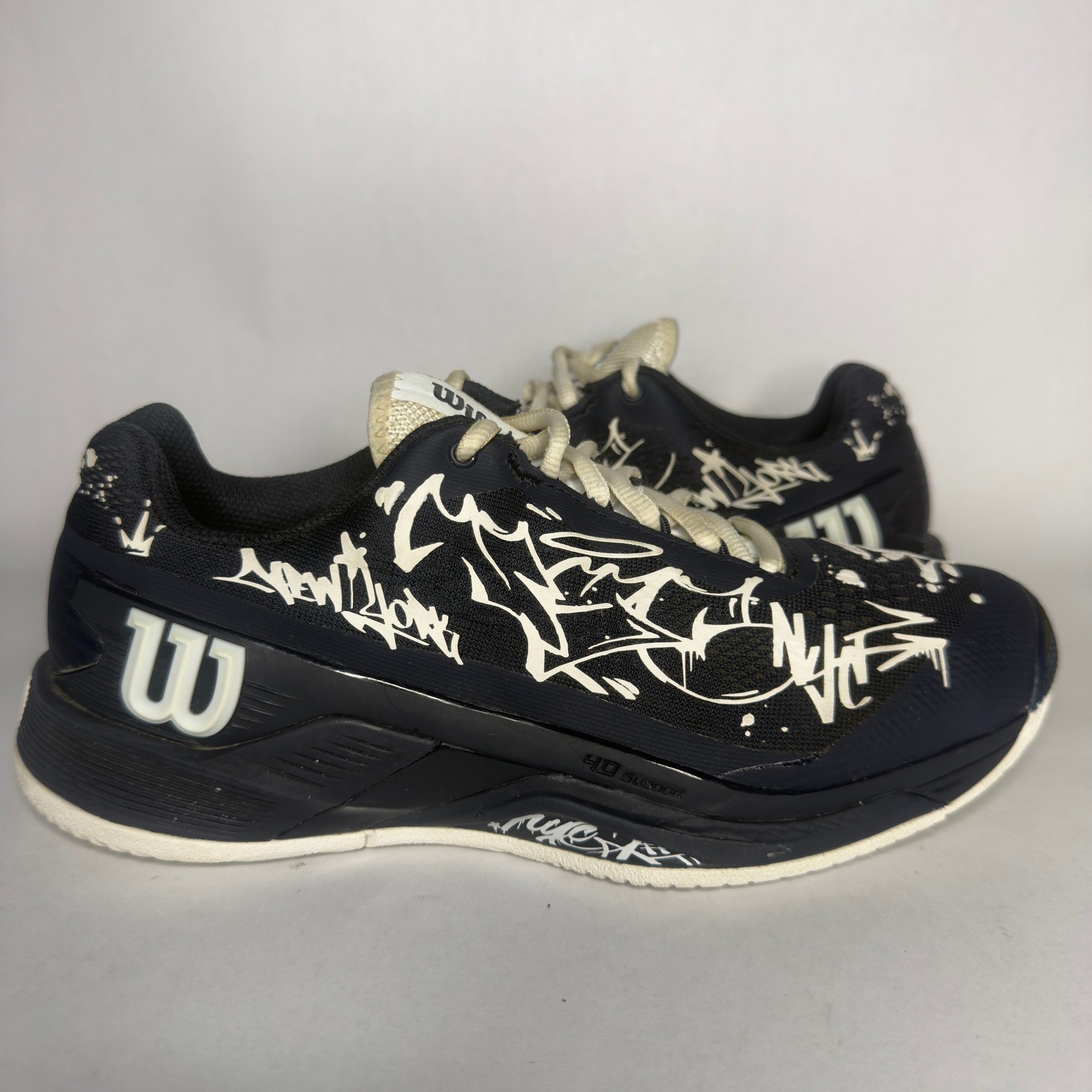 Wilson Rush Pro 4.0 Hope NYC Tennis Shoes Graffiti Navy White Size 8