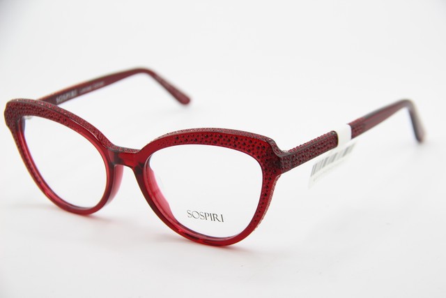 NEW SOSPIRI ROSVITA 252/A CLEAR RED CRYSTALS AUTHENTIC EYEGLASSES 53-18 K1 NEW SOSPIRI ROSVITA 252/A CLEAR RED CRYSTALS AUTHENTIC EYEGLASSES 53-18 K1