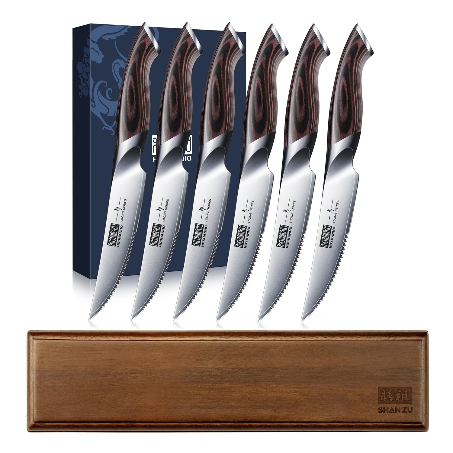 HOSHANHO 4.5in Steak Knives Set of 6 Serrated Steak Knife & 12 HOSHANHO 4.5in Steak Knives Set of 6 Serrated Steak Knife & 12
