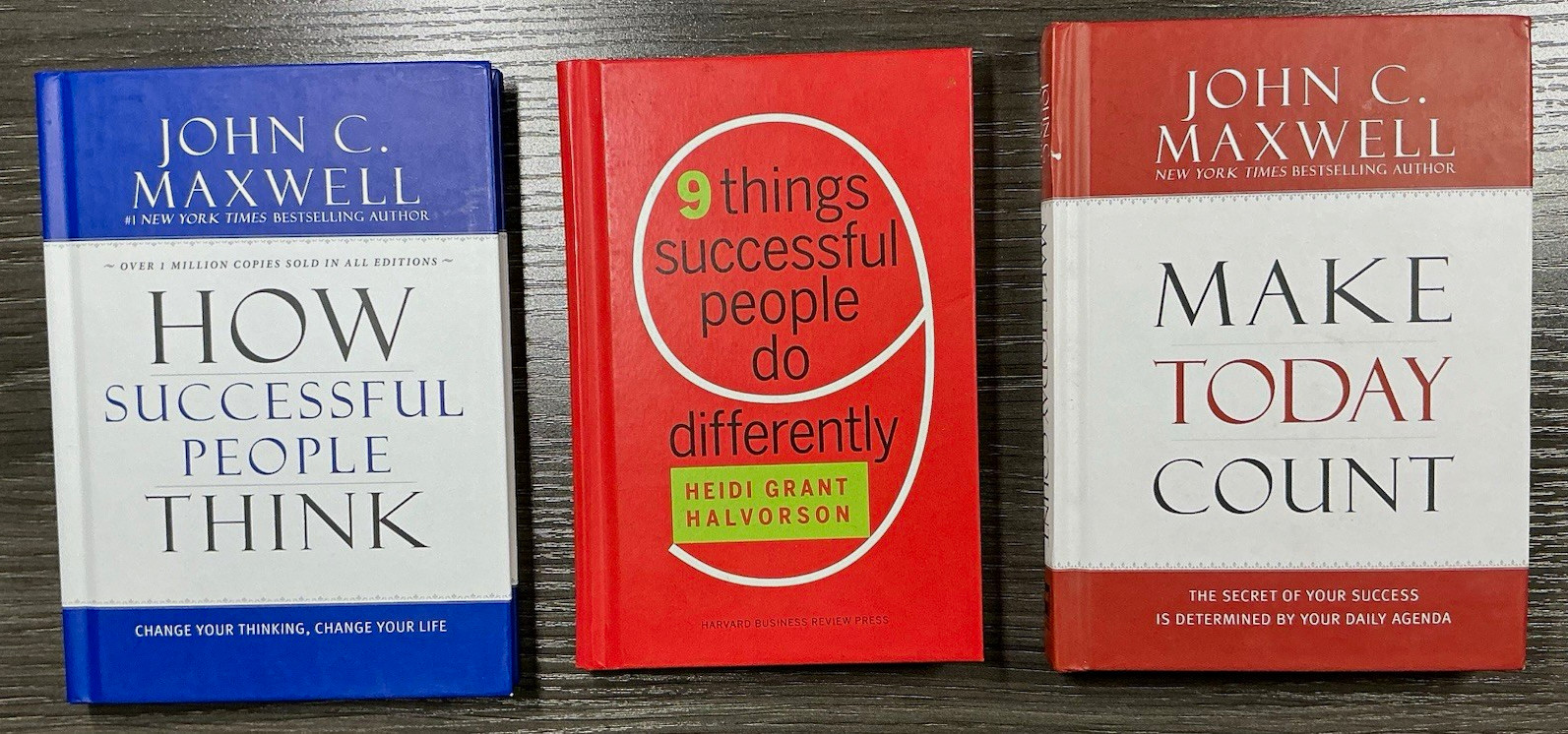 John C. Maxwell & Heidi Grant Halvorson Self-Help HC Book Bundle Dust Jacket