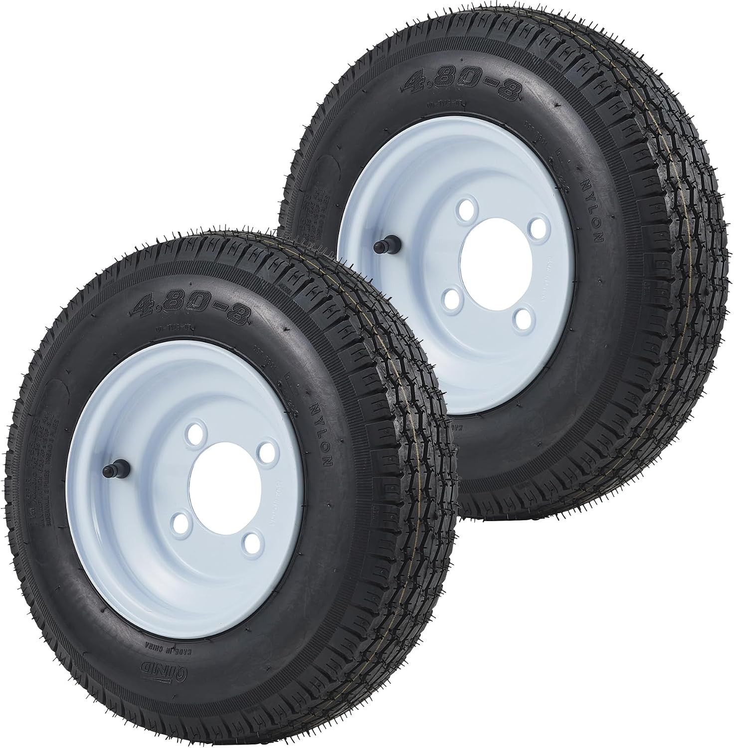 2 Pack 4.80-8 Trailer Tire and Wheel 4 Lug on 4\