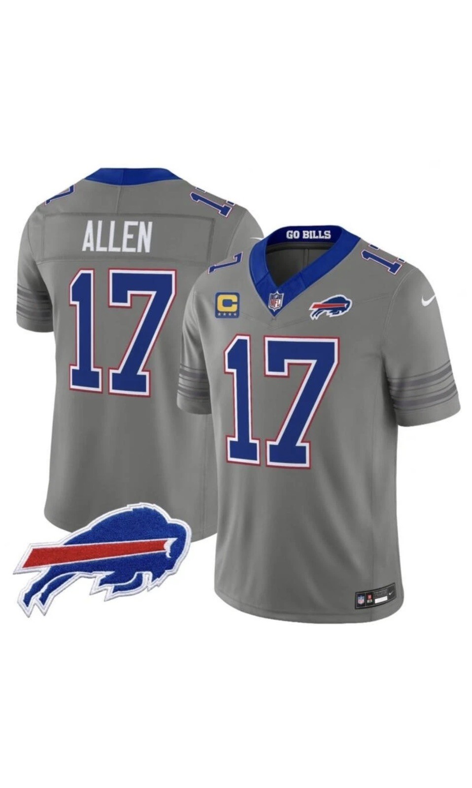 NFL BUFFALOBILLS JERSEY JOSH ALLEN #17 GRAY NICKEL CITY EDITION NFL BUFFALOBILLS JERSEY JOSH ALLEN #17 GRAY NICKEL CITY EDITION